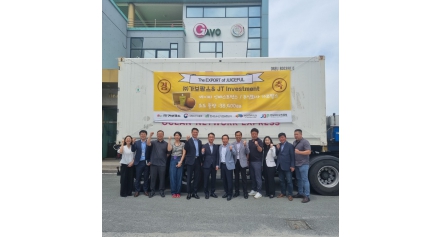 [식품센터] 공동기술개발사업 (주)가보팜스, 지역특산물 나주 배 주스 유럽 스웨덴 시장 공략 수출선적식